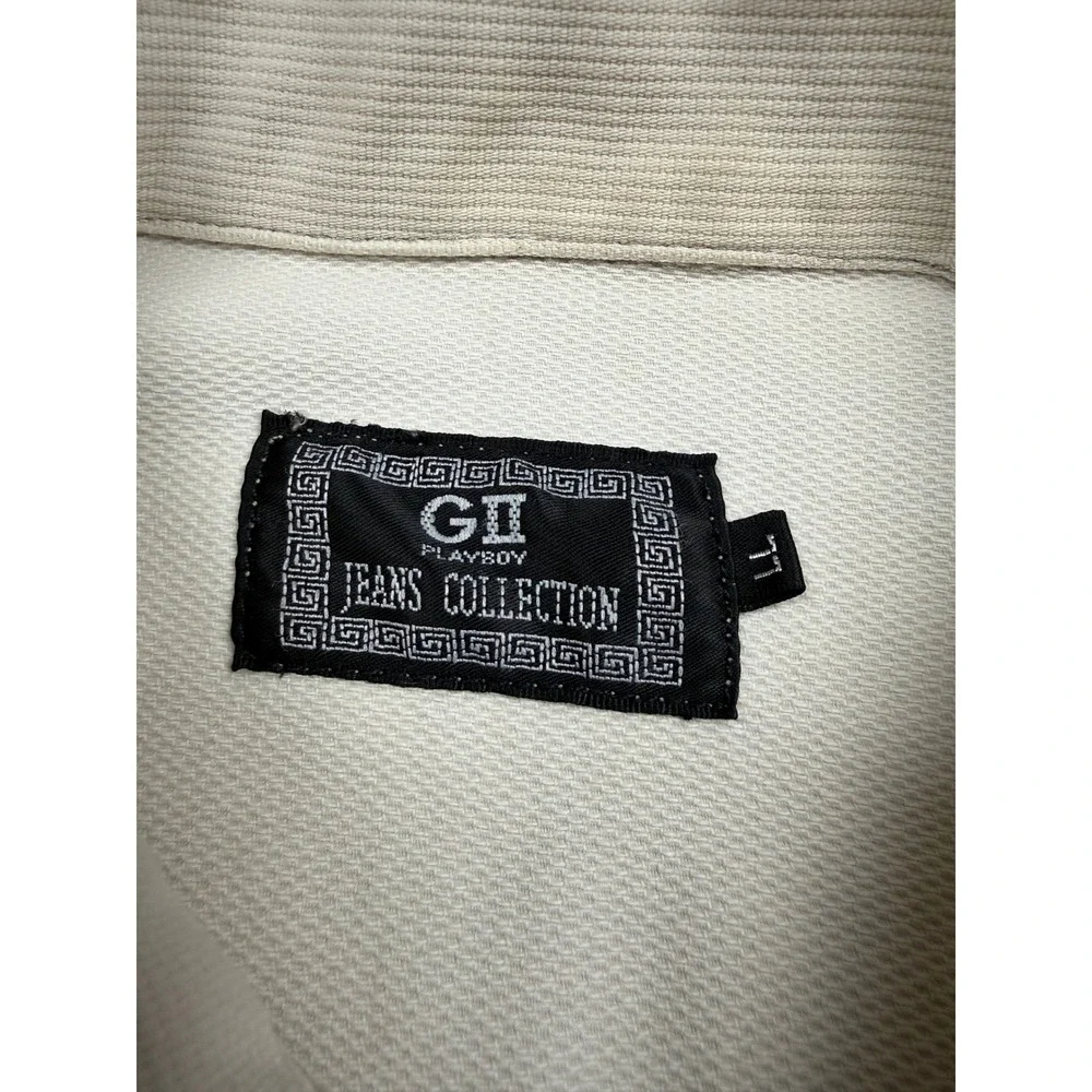 VTG GII Playboy Jeans Collection Men LL Cream Corduroy Trucker Jacket Y2K Casual